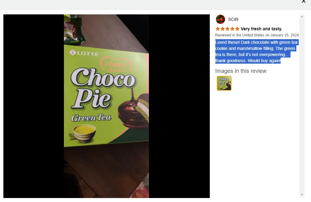 Lotte Choco Pie-Green Matcha Pack of 12  5 star review.webp